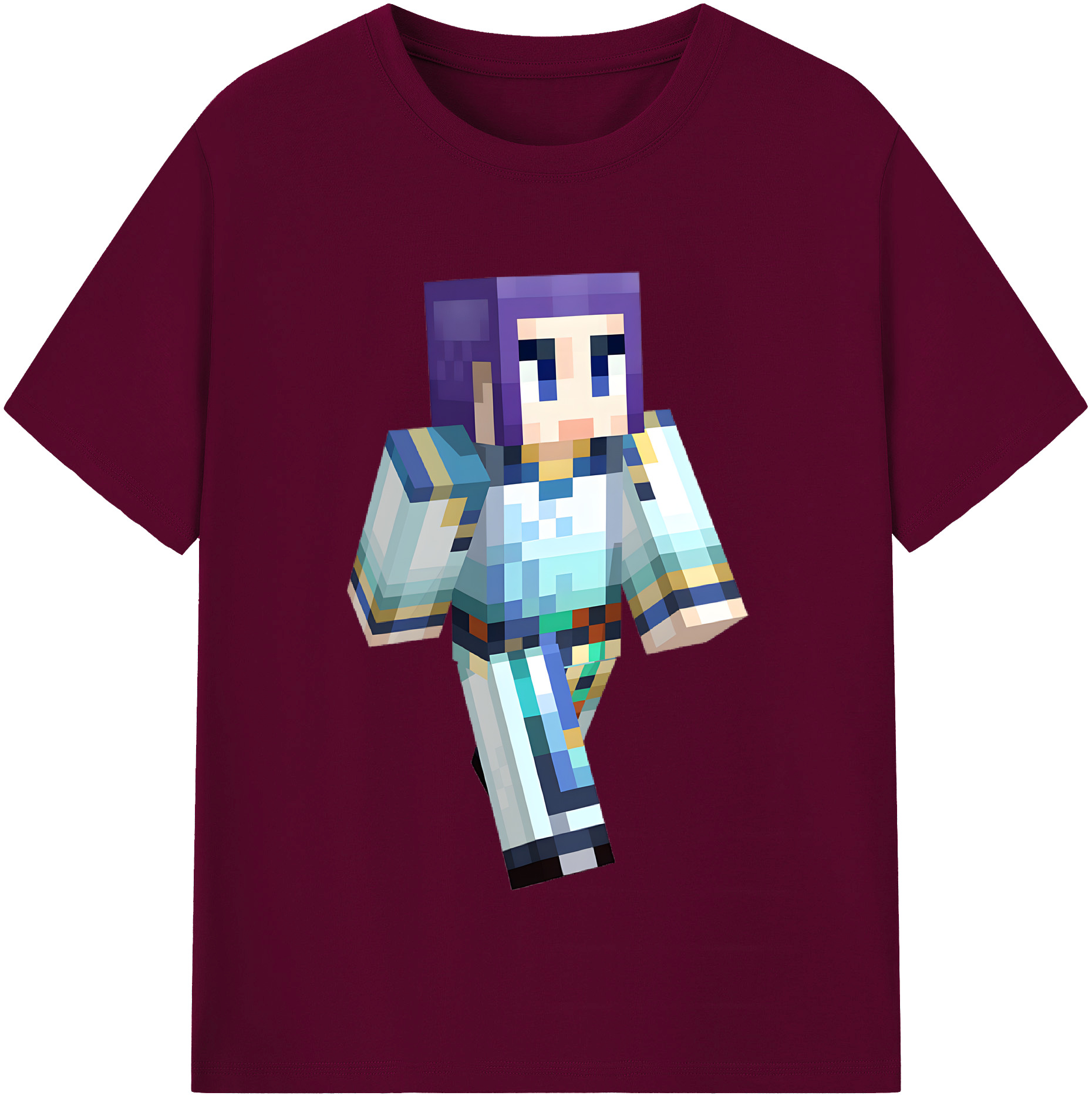 （画像用） マインクラフト ブロックの世界 Minecraft MC Block world レディースカジュアルプリントTシャツ（綿100％）